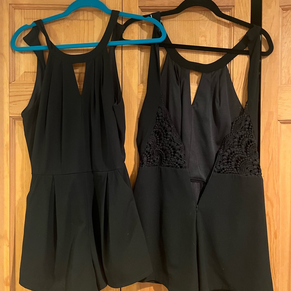 Black Sleeveless Romper with Lace Detail